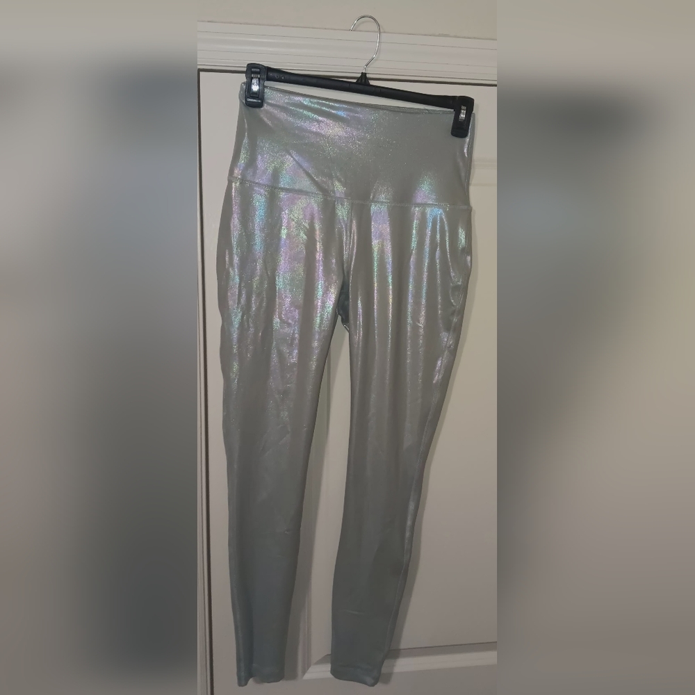 Cute luminous work out pants/silver and sleek/tight fit/brand new